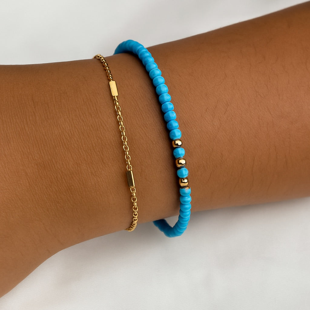 Pulsera doble turquesa